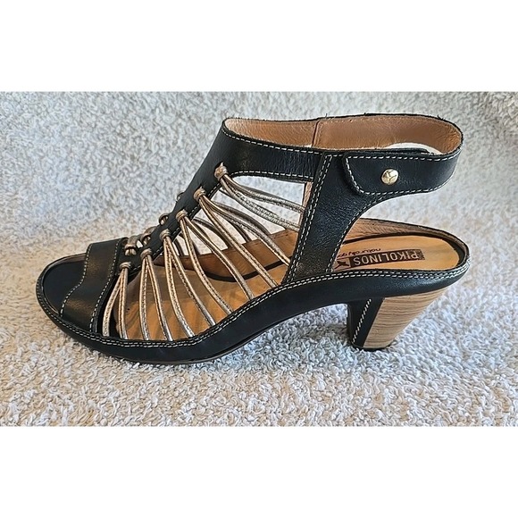 Pikolinos Sandals Heels Womens EU 40 Java Black Brown Leather Gladiator Casual - Picture 8 of 16